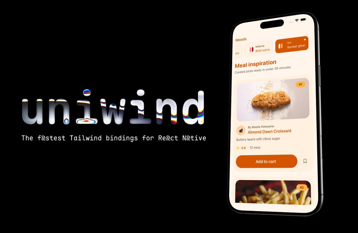 candiesocean's tweet image. Uniwind by @jpudysz  brings Tailwind-style className to React Native. All the heavy lifting happens at build time: Metro-powered, CSS-variable theming, fully typed and super easy setup

candiesocean.com/blog/uniwind

#reactnative @expo @reactnative