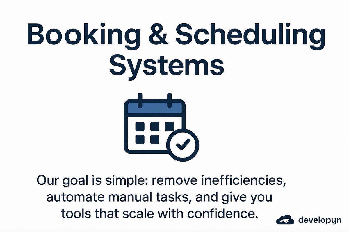 developyn's tweet image. Simplify scheduling with Developyn’s custom booking systems! Real-time availability, automated notifications, and seamless integration make managing appointments and resources easy. developyn.com/services/booki… #Developyn #BookingSystem #SchedulingSoftware #DigitalTransformation