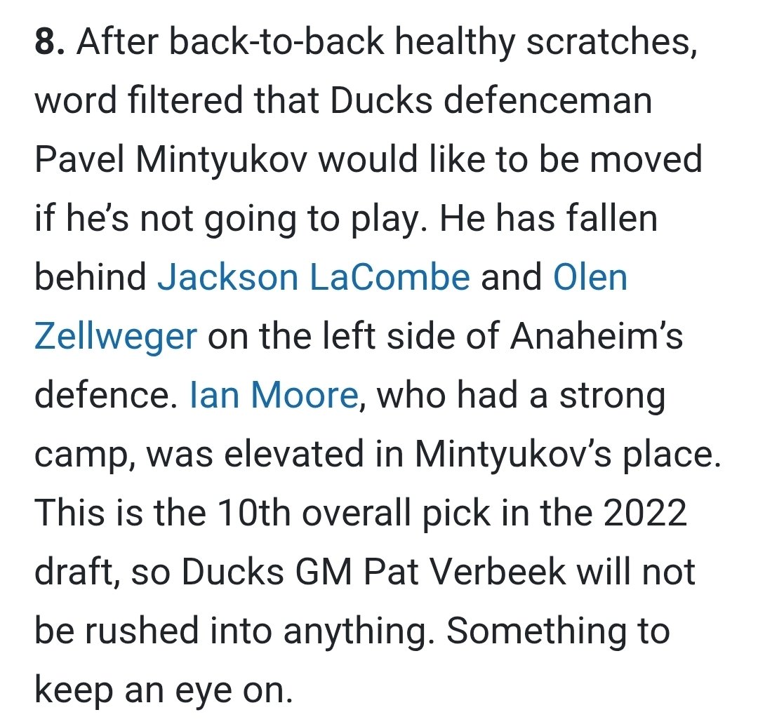 Seanolith's tweet image. Ill be the villian. Sell Minty now, i get it he wants to play, but brother you need leverage, and you dont have it. He will draw in, and if/when he plays better he will get more ice time. We have Hinds and Solberg behind him in our depth.