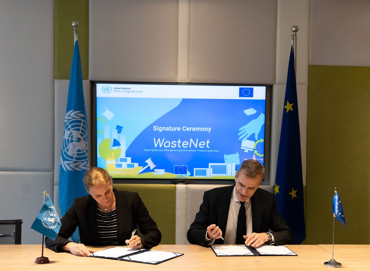 UNODC_SEAP's tweet image. Today, we launched #WasteNet with @EU_FPI in Bangkok — a new partnership to tackle waste trafficking, improve enforcement, and protect communities and the environment across Southeast Asia and the EU. #endENVcrime