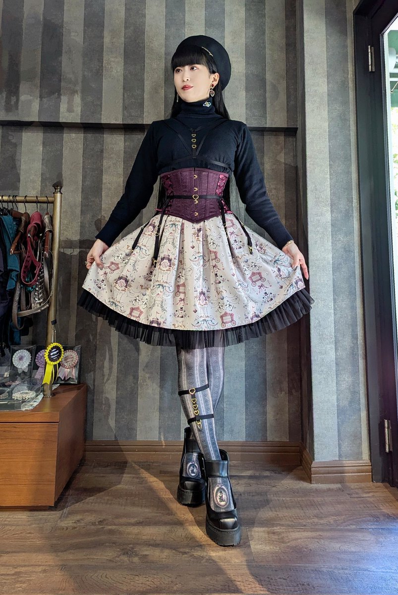 アビエタージュ abilletage ローズサテンショート コルセット ロリータ size4 即納可能】ローズサテンミニショートコルセット(レッド