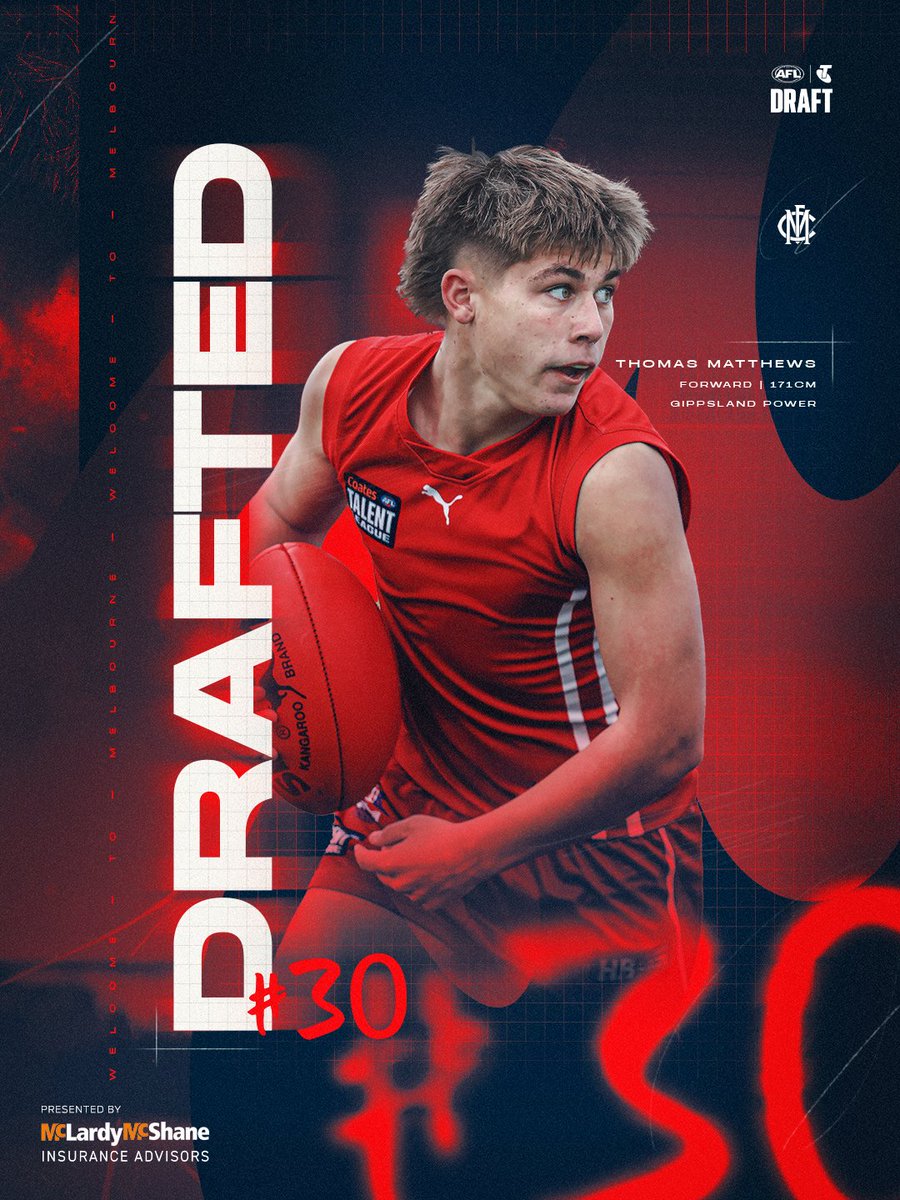 melbournefc's tweet image. Quick, tough + relentless. A small forward who makes things happen with effort. Thomas Matthews arrives in red + blue.

Read more 📖 | mfcde.es/3LODOK0