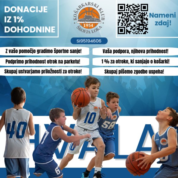 VAŠA PODPORA, NJIHOVA PRILOŽNOST – VSE UREJENO V MINUTI! 

Skenirajte QR kodo oz. če raje uporabite povezavo, je obrazec na voljo tukaj:
olympic.si/podarim/951946…

Hvala vsem, ki s hitrim klikom ali skeniranjem pomagate našim mladim košarkarjem do boljše prihodnosti. 

#skofjaloka