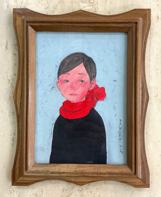 廣田美乃「雪見」ポストカードよりすこし大きめ。背後の色はもうすこし