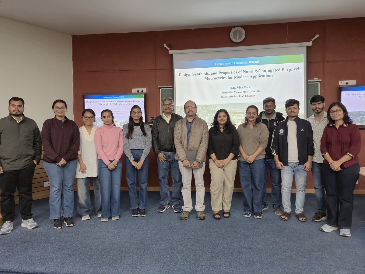 M2010211's tweet image. Thrilled to share that I’ve successfully defended my PhD! Years of work on porphyrin macrocycles came beautifully. Grateful to Prof. V. G. Anand (external), my supervisor Prof. J. Sankar, and all committee members for their support. @iiserbhopal @jesankar @chm_iiserb