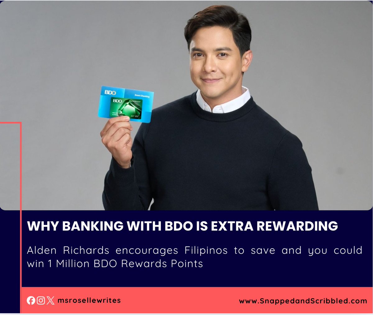 Alden Richards reminds us: the best time to start saving is now! 💛 Open a BDO account and you could win 1 million Rewards Points in their Holiday Million Rewards Raffle. Save more, earn more. Your million-point moment might be waiting! 
Details here snappedandscribbled.com/2025/11/bdo-sa…