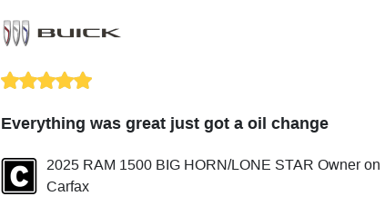 LighthouseGM's tweet photo. We just received a great review on Carfax. Thank you 2025 RAM 1500 BIG HORN/LONE STAR Owner! https://t.co/YWwAHq0YBm