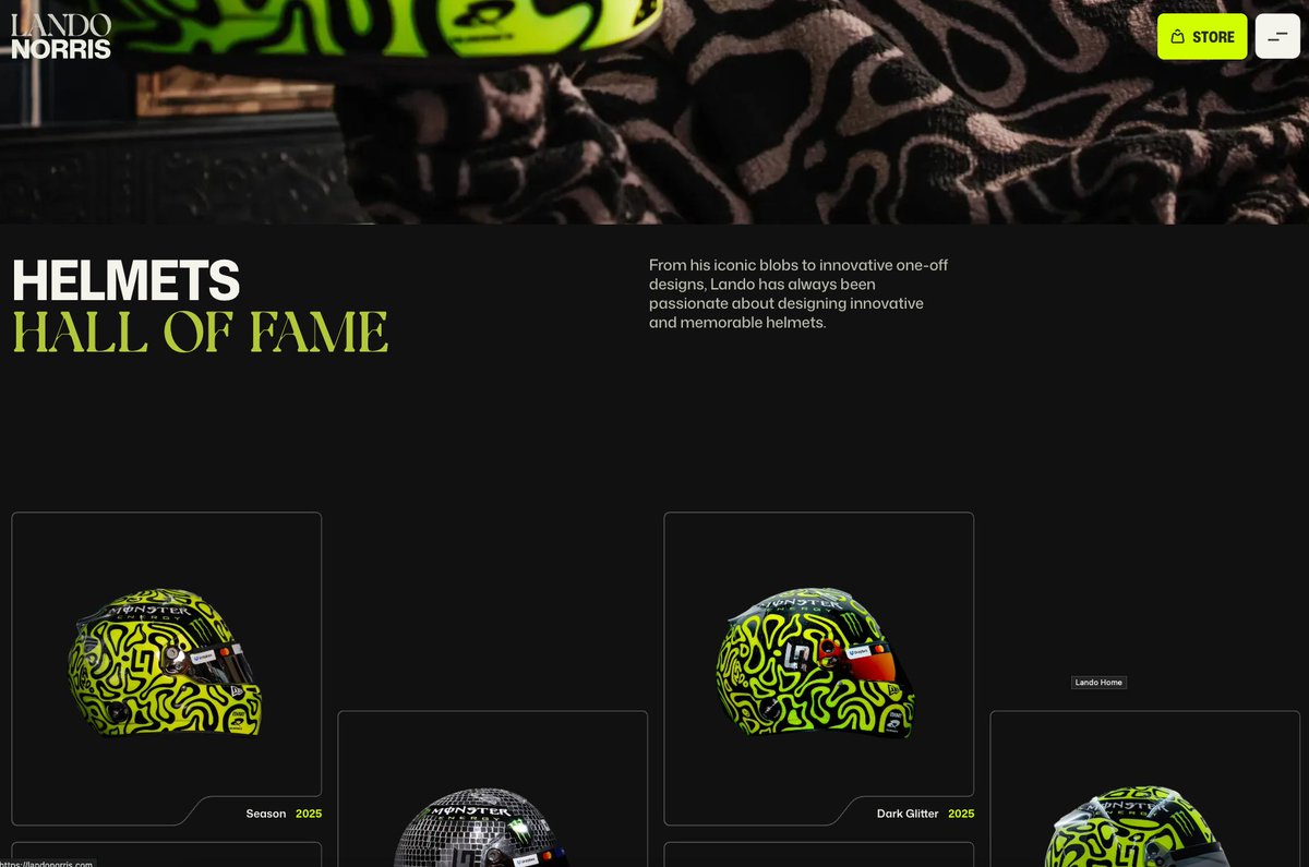 J'étais passé à côté mais le site de Lando Norris est sublime 👉 landonorris.com