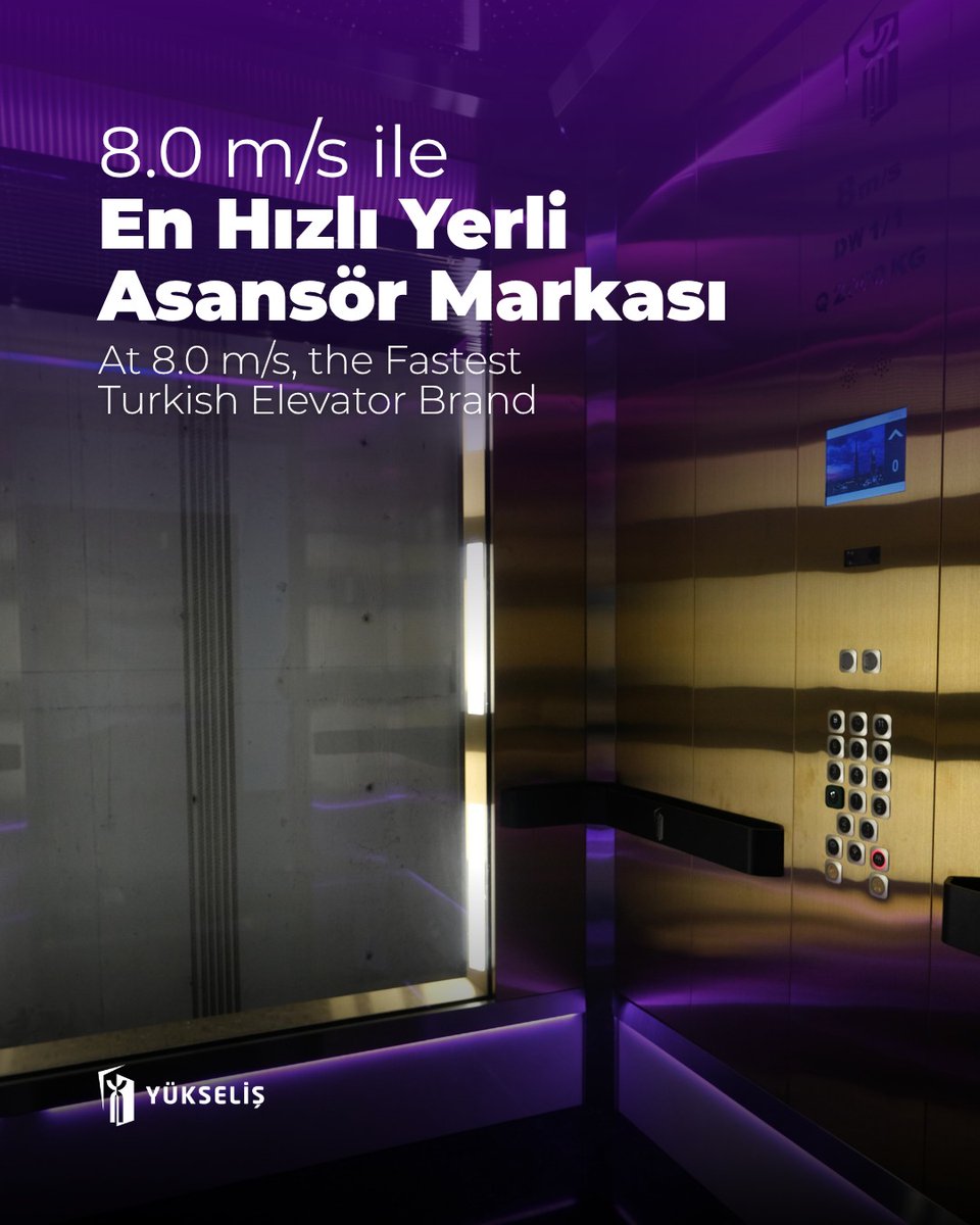 8.0 m/s ile Türkiye'nin Hızlı Yerli Asansör Markası
At 8.0 m/s, the Fastest Turkish Elevator Brand

#yükselişasansör #yukseliselevator #elevator #fastest #8ms #speed #turkish #brand