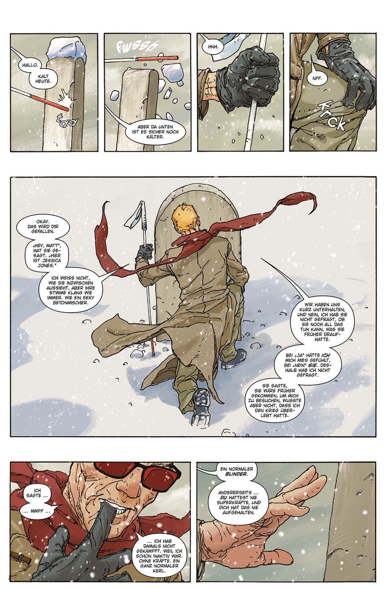 PaniniVerlag's tweet image. Kalt geworden draußen, oder? 🥶
👉 NEU: Daredevil - Ein kalter Tag in der Hölle
panini.de/shp_deu_de/dar…

Jahre in der Zukunft: Matt Murdocks Kräfte sind dahin, #Daredevil war einmal – aber er hilft noch immer den Bedürftigen ... bis es zur Katastrophe kommt.

#comics