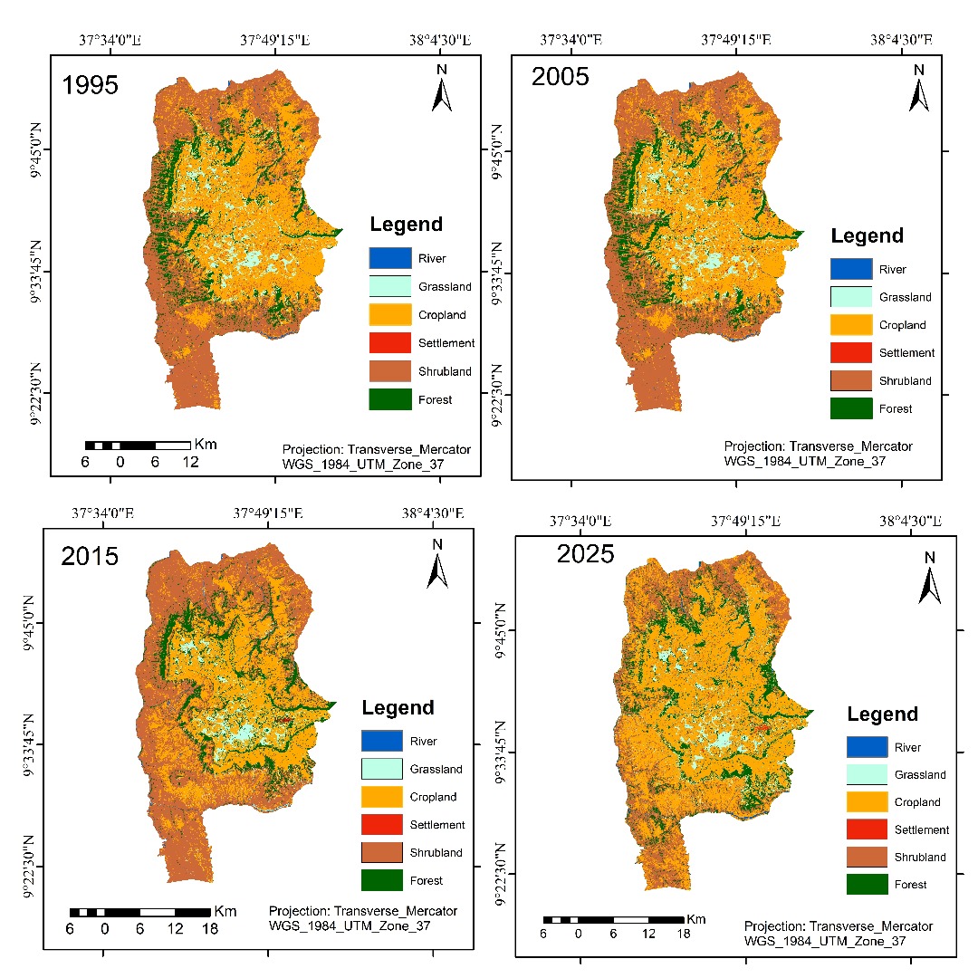 GeospatialRF's tweet image. 🗺️ Spotlight Map: Land Use/Land Cover Dynamics of Gindabart (1995–2025)

This work illustrates how #geospatial technologies can reveal long-term environmental change.  
Details; linkedin.com/feed/update/ur…
Map credit; Moibon Gabisa wekjira