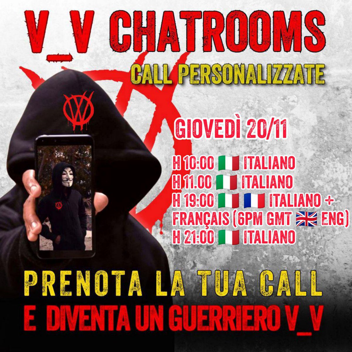 PARLA CON GUERRIERO  #V_V  CHE TI SPIEGA PERCHÈ LOTTIAMO E COSA FARE PER LOTTARE ANCHE TU

OGGI
Giovedì  #20novembre

h 10:00 🇮🇹 Italiano
h 11.00 🇮🇹 Italiano  
h 19:00 🇮🇹 🇫🇷 Italiano + 
Français (6pm GMT 🇬🇧 English) 
h 21:00 🇮🇹 Italiano 

t.me/+RpSTxOYoq2Q0Z…