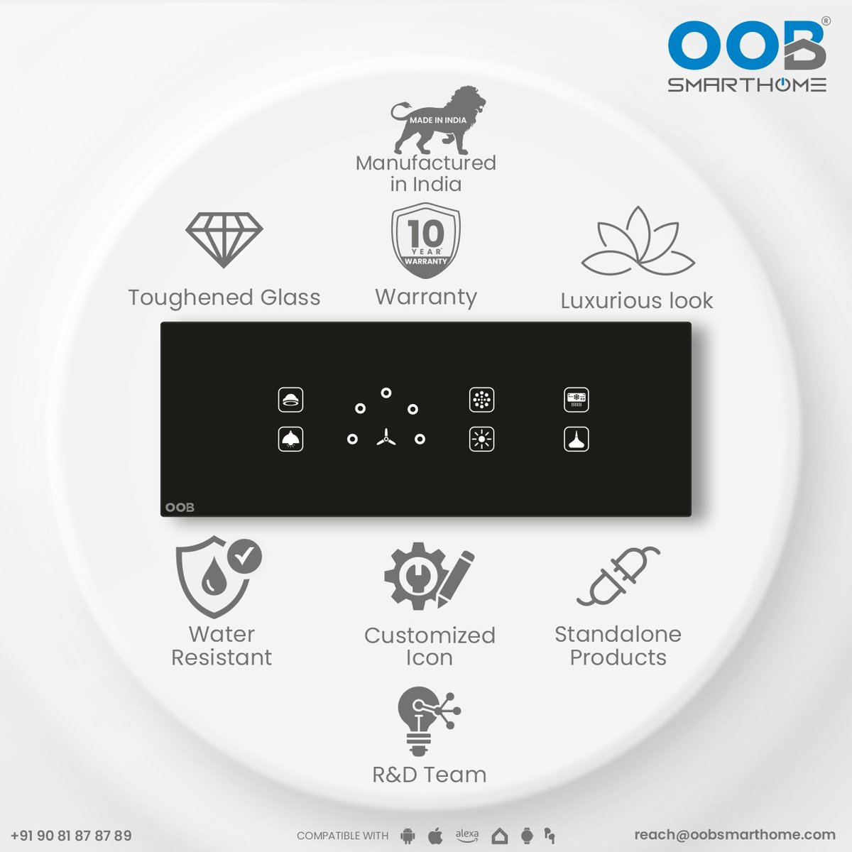 OobSmartHome's tweet image. Designed in India, built for the future. Experience the elegance of smart automation.
👉 Switch to Smart. Switch to OOB.
#OOBSmartHome #SmartSwitch #SmartLiving #HomeAutomation #MadeInIndia #TouchSwitch #LuxuryLiving  #HomeAutomation #SmartControl #IoTDevices #besthomeautomation