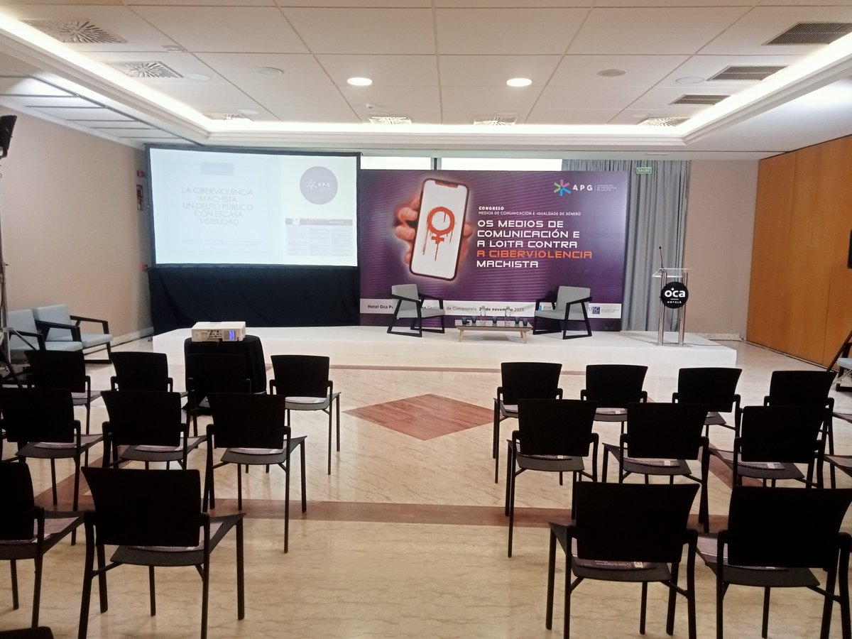 En un ratito comienza el Congreso Medios de Comunicación e Igualdad de Género de la APG, en el Hotel Oca Puerta del Camino, en Santiago de Compostela. Debate y reflexión profunda sobre la cíberviolencia de género con reputados expertos y profesionales de la comunicación.