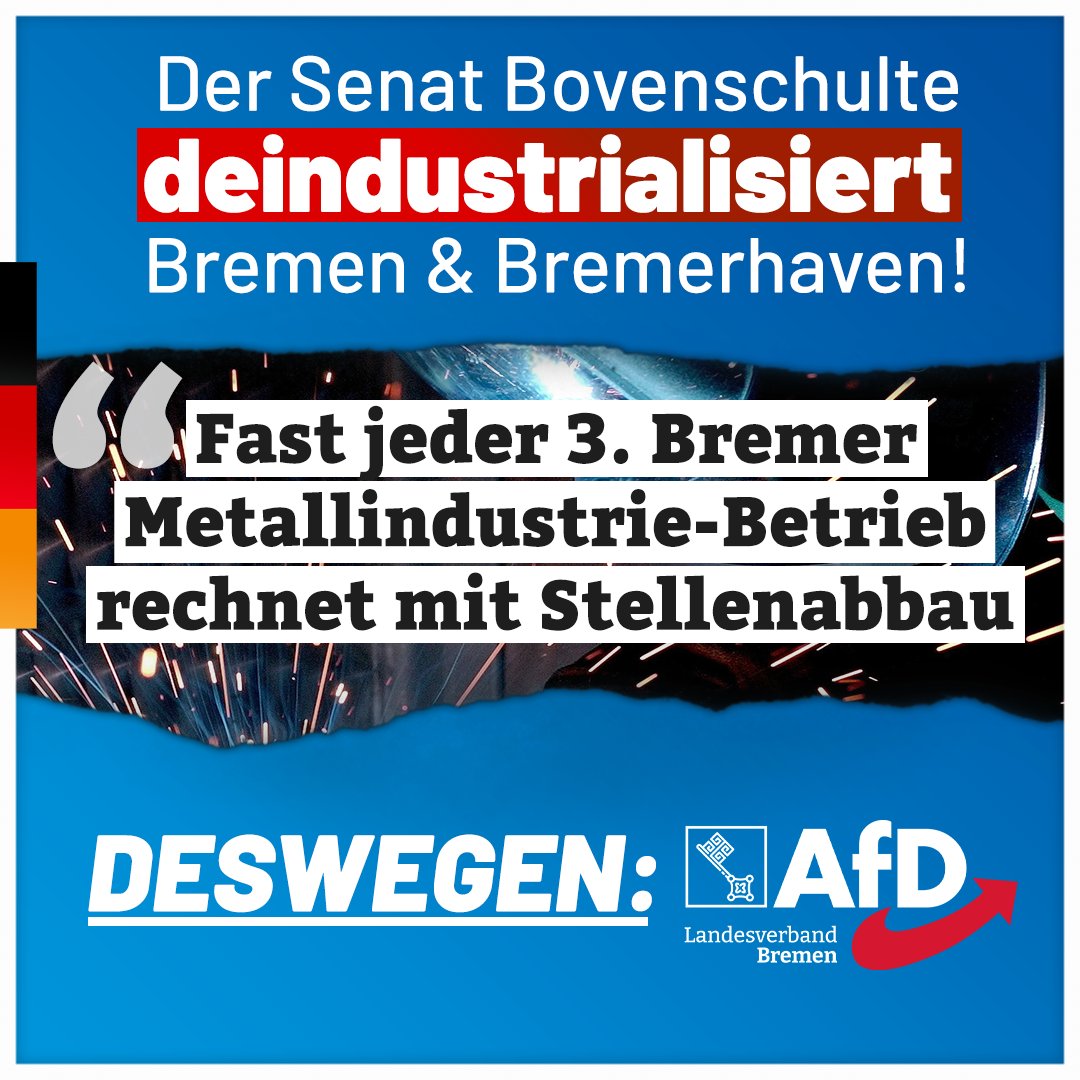 Herr Bovenschulte, was haben Ihnen die Arbeitnehmer in Bremen &amp; Bremerhaven eigentlich angetan?

Während viele Unternehmen der norddeutschen Metallindustrie weiterhin in der Wirtschaftsflaute stecken, bewertet jeder dritte Betrieb die Geschäftslage als „schlecht“ oder