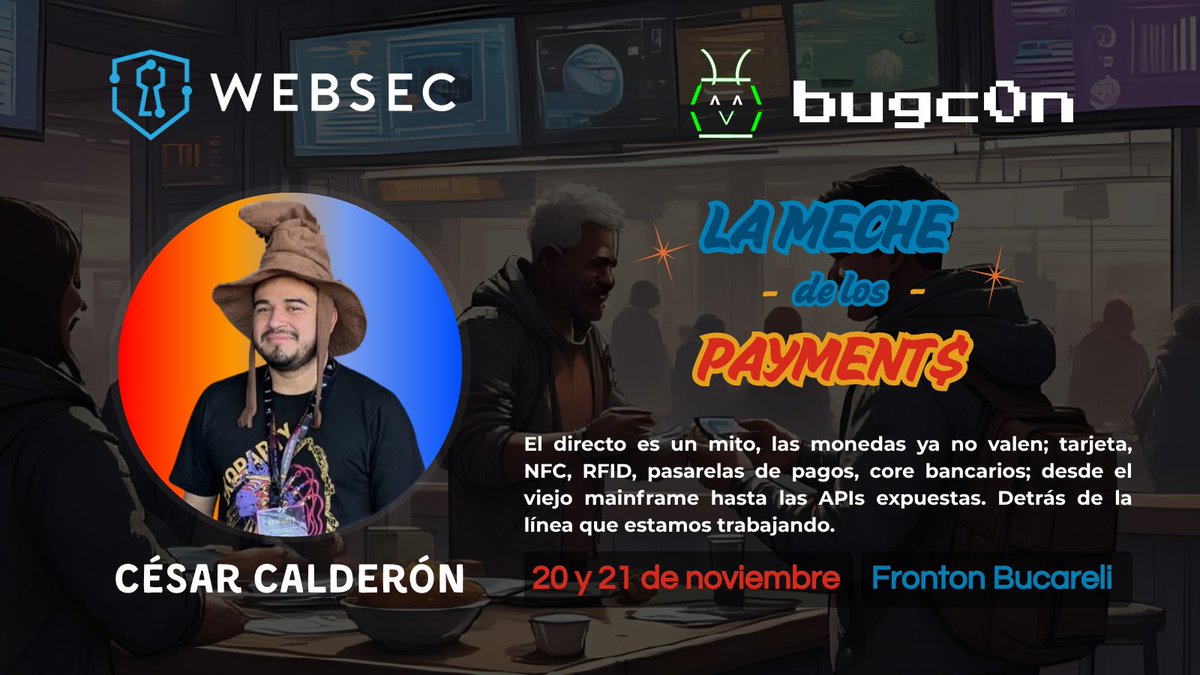 _websec's tweet image. Segundo día de @BugCON, y seguimos con las actividades de la meche de los payment$ 💸💳💻 #NFC #RFID #API #Core #Payments #BusinessLogic