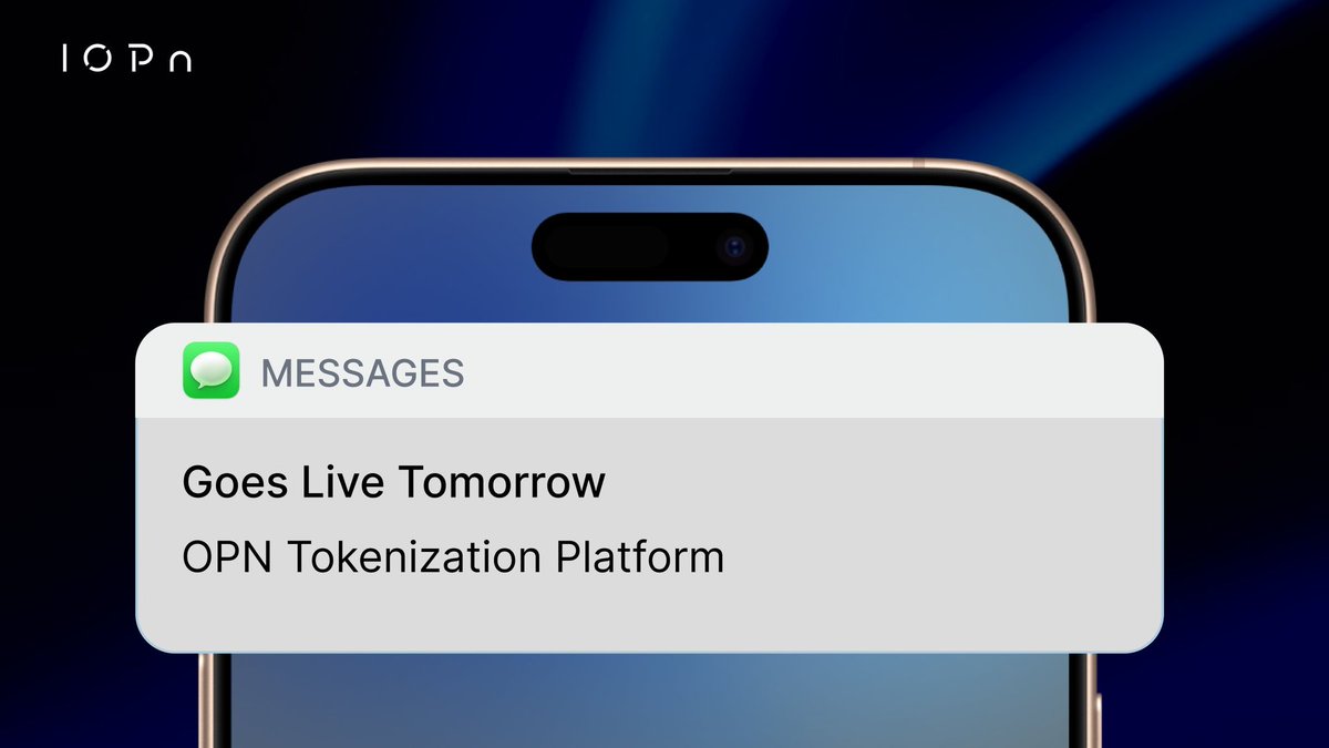 🚀 The OPN Tokenization Platform goes LIVE tomorrow!

<a href="/IOPn_io/">IOPn</a> is unlocking a new era where real-world assets move on-chain seamlessly 

Real estate, luxury goods, IP, digital assets &amp; more.

No gatekeepers. No complexity. Just sovereign ownership powered by IOPn.

Big day ahead.