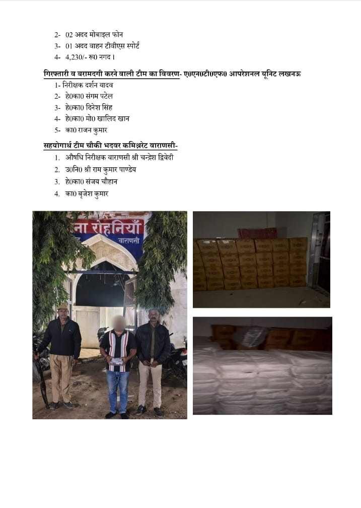 दि0-20.11.25 को एएनटीएफ यूनिट लखनऊ द्वारा 01 तस्कर गिरफ्तार,कब्जे से नशीला सिरप PHENSEDYL व ESKUF 100 ML,COUGH SYRUP की कुल 93,750 शीशीयां(कीमत लगभग 01 करोड़ 96 लाख 87 हजार 500 रू),02अदद मोबाइल फोन व 01अदद वाहन टीवीएस स्पोर्ट व 4,230/- रू0 नगद<a href="/Uppolice/">UP POLICE</a> <a href="/varanasipolice/">POLICE COMMISSIONERATE VARANASI</a> <a href="/lkopolice/">LUCKNOW POLICE</a>