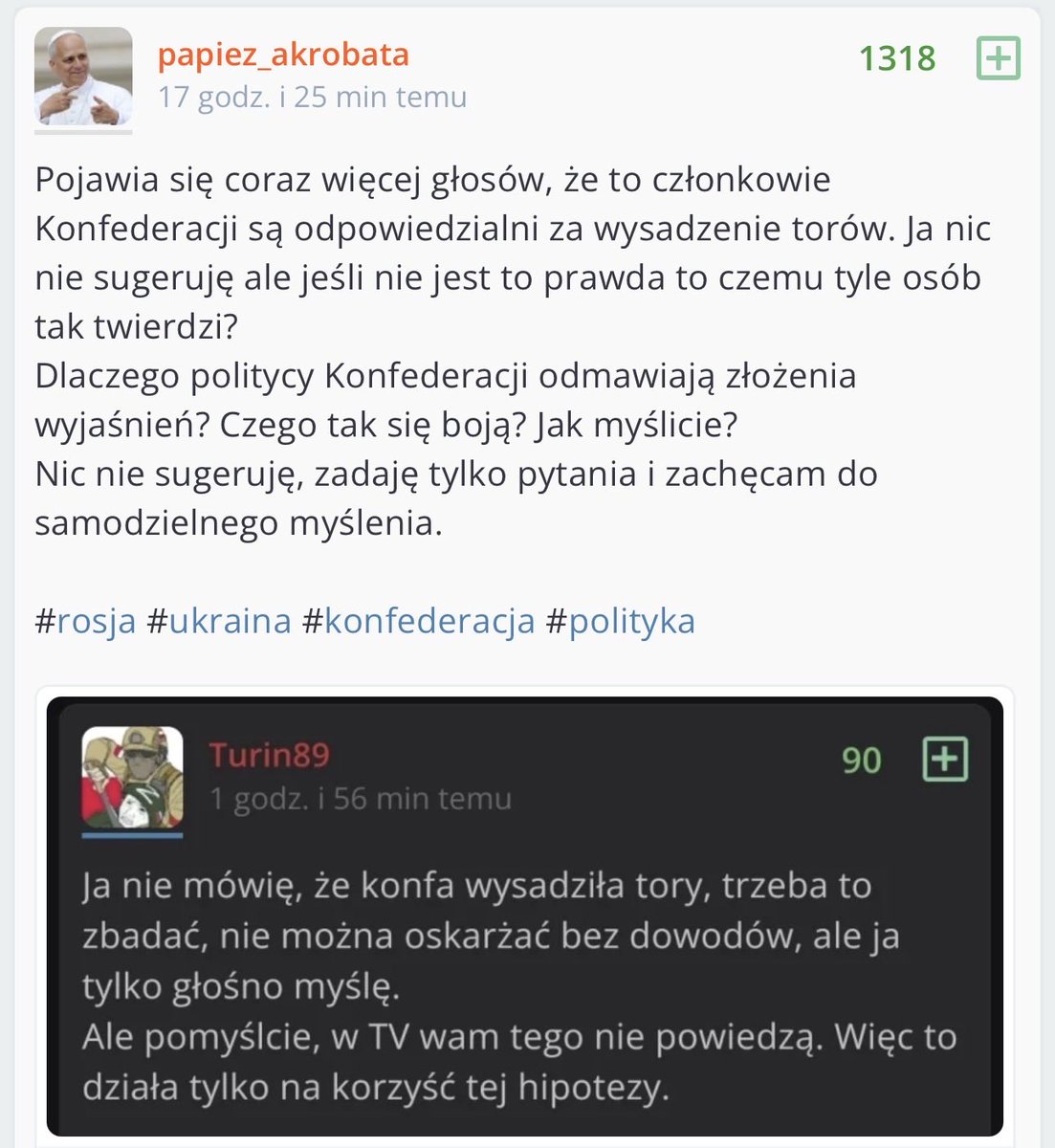 rzep8's tweet photo. W internecie rośnie liczba komentarzy, że to Konfederacja odpowiada za wysadzenie torów w Polsce. 

Nic nie jest oczywiście potwierdzone, ale czy nie dziwi was milczenie liderów Konfederacji w tej sprawie?

W mediach głównego nurtu też cisza…

Zastanówcie się co próbują ukryć. https://t.co/40eLEKkV9o