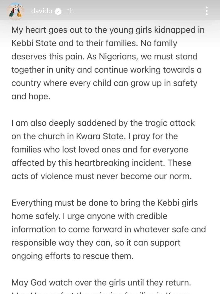 Kolaqhazim's tweet photo. Stars like Davido and Iyabo Ojo are heartbroken over the brutal church attack and killings in Kwara State, urging quick government action against insecurity. 
#KwaraAttack #EndInsecurity https://t.co/98ZQEErZnP