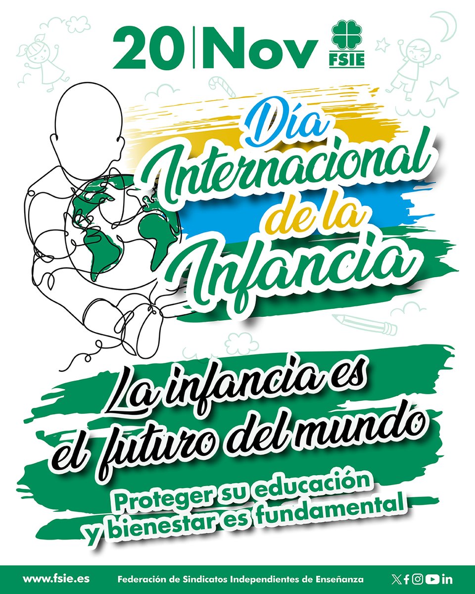 🎈 Día Internacional de la Infancia

FSIE exige educación gratuita desde los 0 a los 18 años para todas las familias, con libertad de elección y sin excluir a los centros privados.
👉defendemos equidad, calidad y futuro.
📌 Nos unimos a #SomosInfancia

Más info 👇