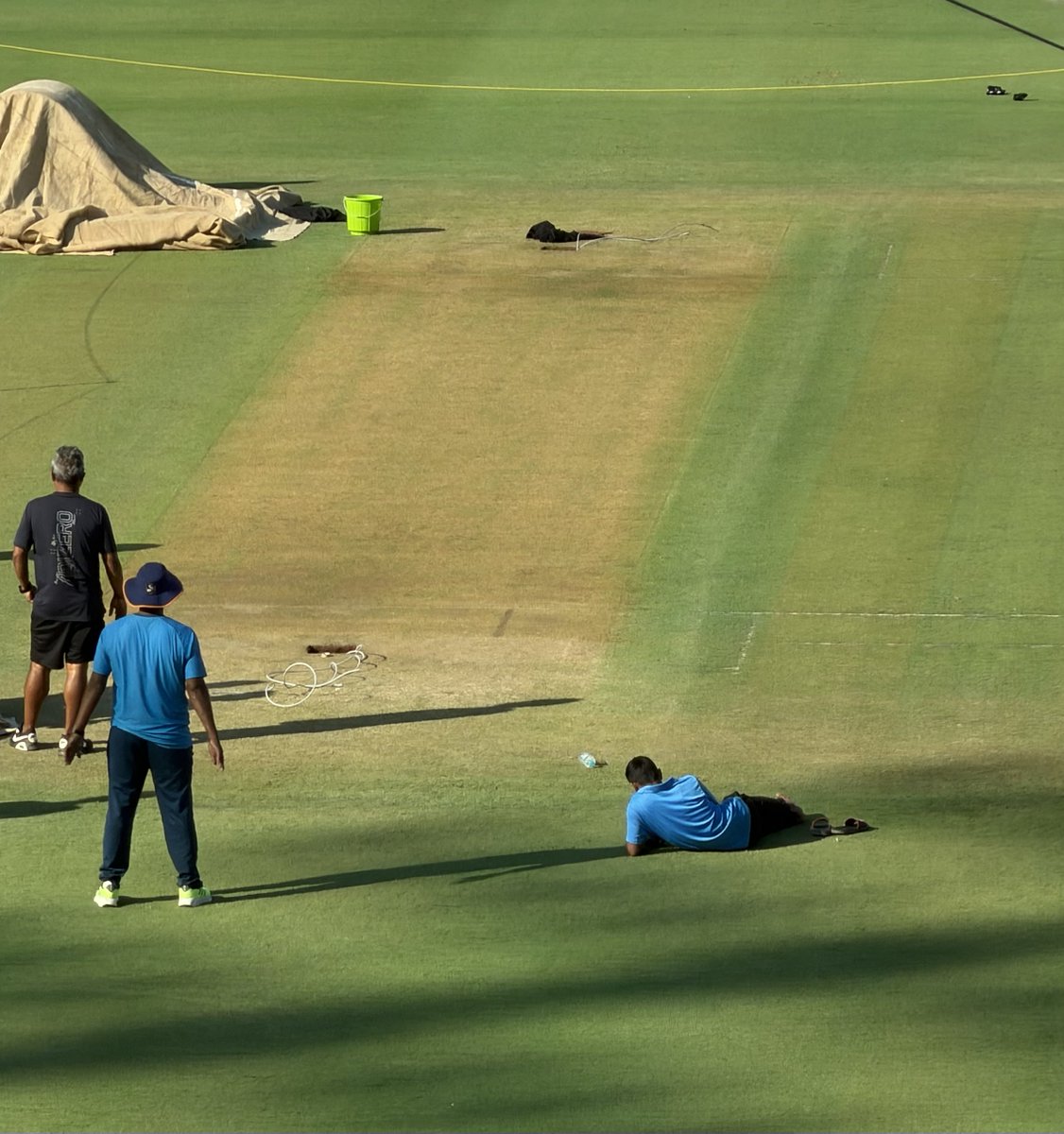 cricbuzz's tweet image. The pitch for the Guwahati Test, two days out 👀

#INDvSA