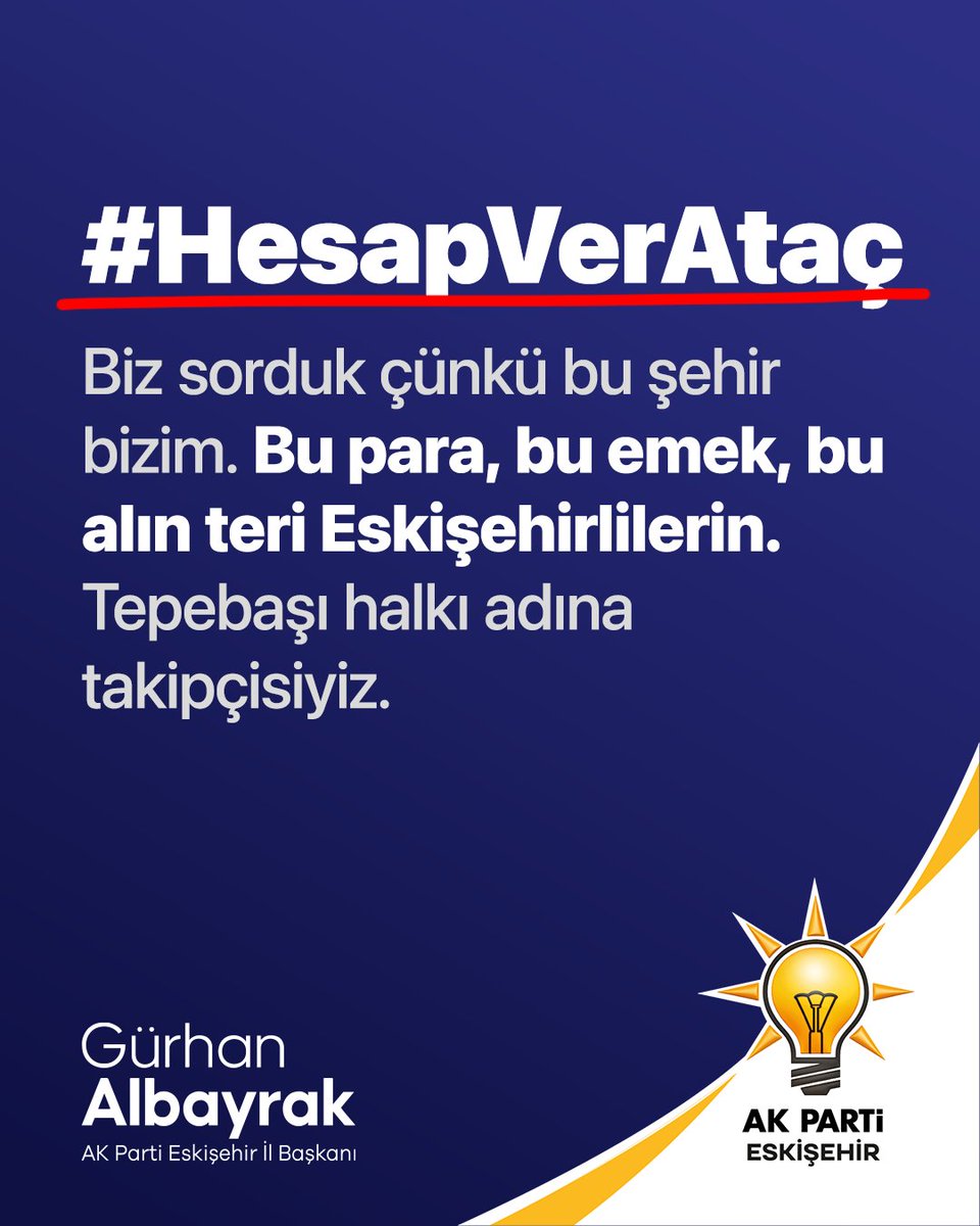 Biz sorduk çünkü bu şehir bizim. Bu para, bu emek, bu alın teri Eskişehirlilerin. Hesap sormak boynumuzun borcu.
 
AK Parti olarak hukuki zeminde sürecin sonuna kadar takipçisi olacağız.
#HesapVerAtaç