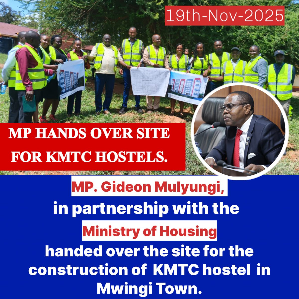 GideonMulyungi's tweet image. Yesterday, in partnership with the Ministry of Housing, we officially handed over the site for the construction of 580 KMTC hostel units in Mwingi Town.
#DevelopmentProjects 
#kaziiongee