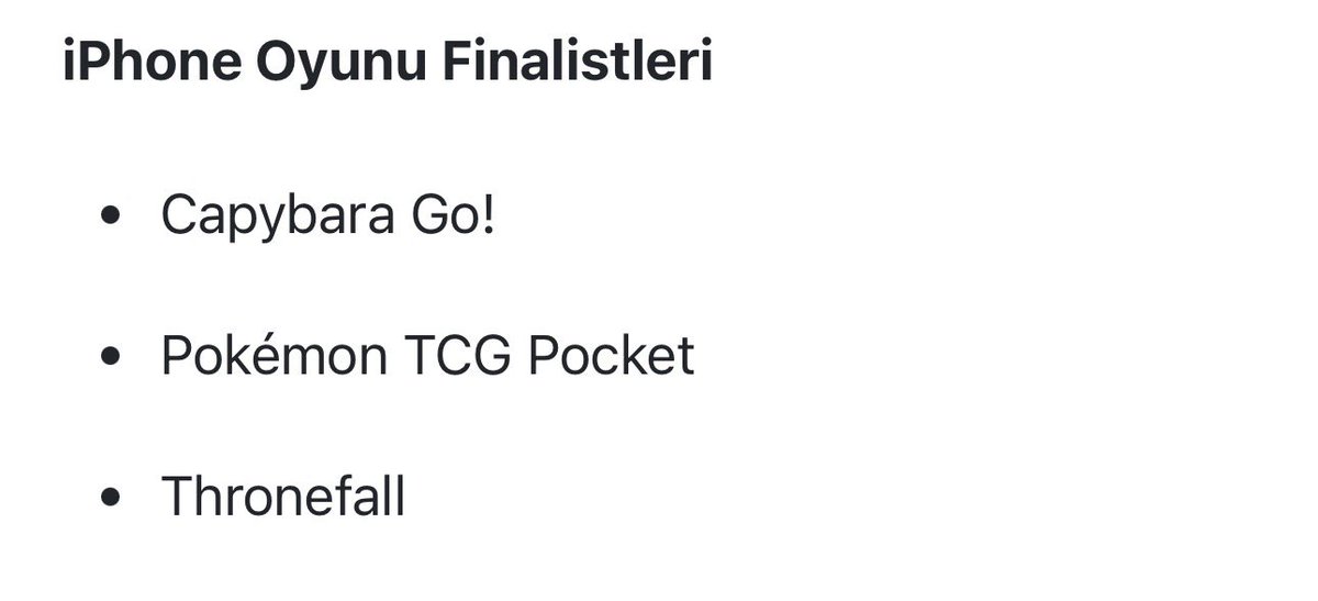 PMNet's tweet image. Apple her yıl olduğu gibi bu yıl da yılın en iyi oyun ve uygulamalarını belirledi. En iyi iPhone oyunu kategorisinde Pokemon TCG Pocket finale yükselen adaylar içerisinde.