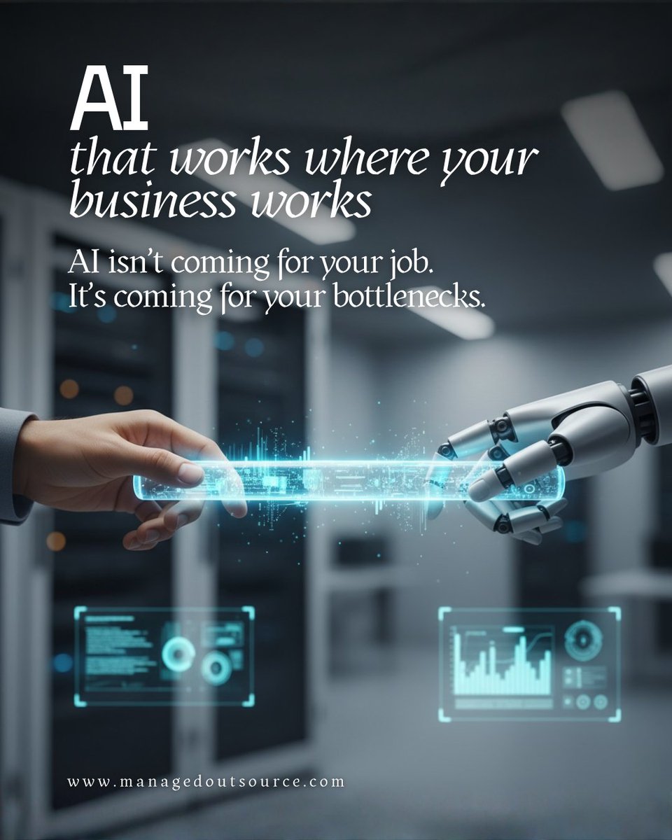 moscompany's tweet image. AI isn’t about replacing people. It’s about removing the repetitive, the manual, and the slow. 

At MOS, we build AI-powered #BPOsolutions that streamline operations, reduce costs, and free your team to focus on what matters most.