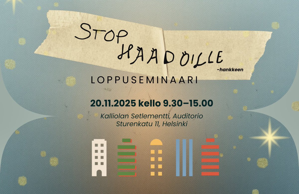 TimoTossavainen's tweet image. Stop häädöille -hankkeen loppuseminaari tänään. Olen saanut olla ohjausryhmässä mukana ja myös yhtenä panelistina seminaarissa.

Ei ole asuminen aina yksinkertaista, eikä yksisilmäisesti katsoen hyvä tule. 

#Asuminen #Häätö #Asumishäiriö #Vuokra #Naapuri