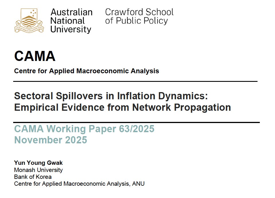 CAMacroAnalysis's tweet image. 📘 CAMA WP 63/2025 by Yun Young Gwak @MonashUni measures cross-sector spillovers in U.S. consumer price inflation using a factor-adjusted network approach.

Learn more 🔗 bit.ly/3McsreL

@ANUCrawford