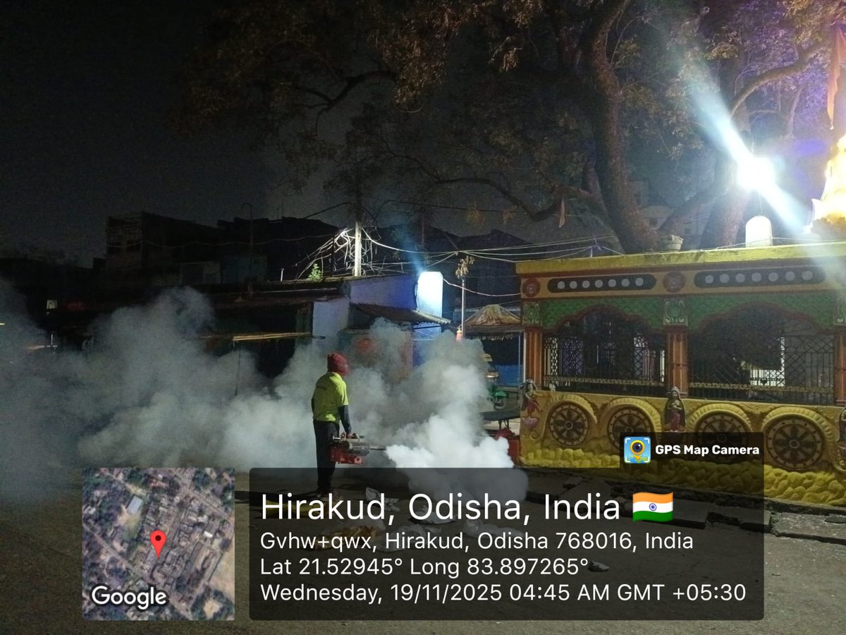 SMC_Sambalpur's tweet image. Fogging done at Hirakud, Ward No.10 — covering Laxmi Narayan Mandir area, Kali Mandir area, Machapada &amp;amp; Girls S.S. High School surroundings to ensure a safer, mosquito-free environment.
#VectorControl
#PublicHealthSambalpur