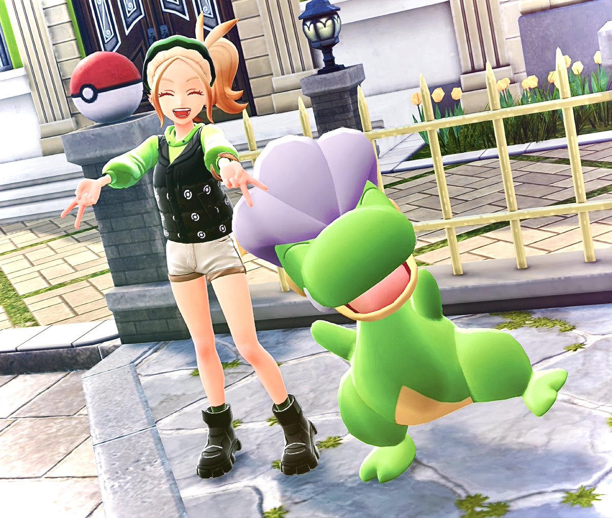 色違いオヤブンタツベイに出会ったーー🥹💚 オヤブンだとヨッシー