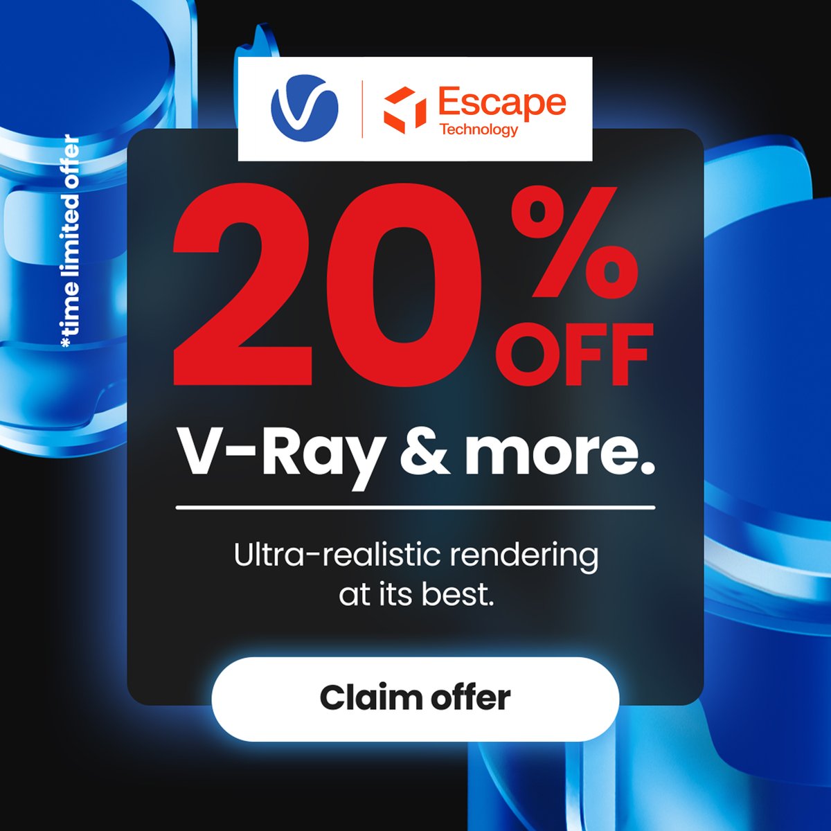 Escape_Tech's tweet image. Black Friday just got real – ultra-real. 🚀Save 20% on all V-Ray plans! Experience the award-winning 3D rendering technology that powers the world’s top artists and studios.

🛒 Offer ends 2 Dec 2025. Don’t miss out! 👉 escape-technology.com/book-a-call