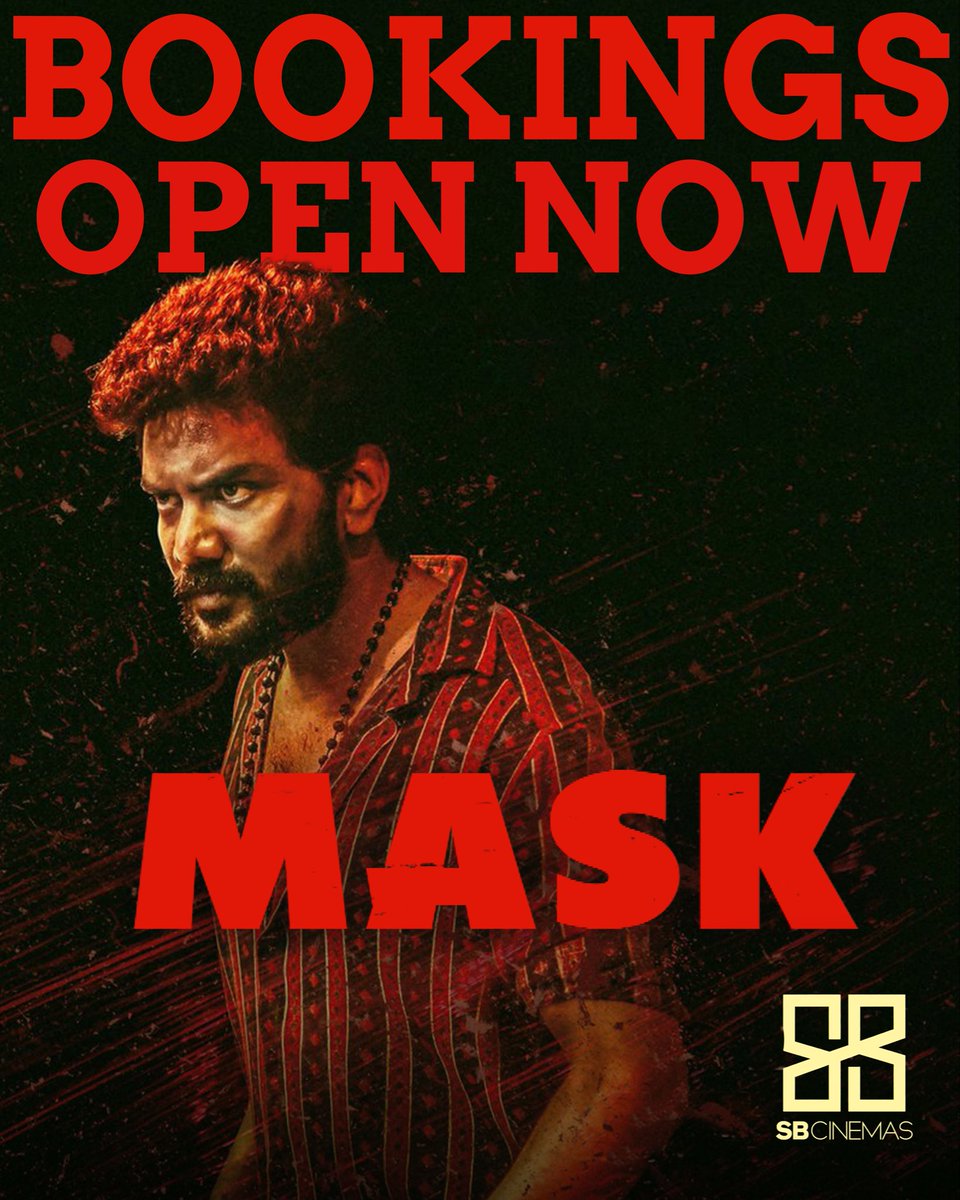 sbcinemas's tweet image. 🔥 Power. Intensity. Chaos.
MASK bookings live now at SB Cinemas.
Don’t miss the storm on the big screen!
#Mask #SBcinemas #BigScreenExperience #TamilCinema #BookNow