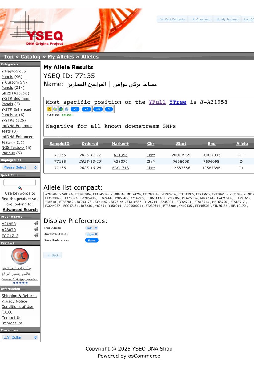 يسر مشروع العصمة الجيني الإعلان عن عينة ذوي بركي من العواجين من #الحمارين

برقم: 77135 موجبة للتحور: A21958 المتفرع من التحور FTF98996 الجامع للحمارين والجلاة المتفرع من التحور FT60671 الجامع لقبيلة #العصمه

وبذلك تكتمل فروع خامس العواجين