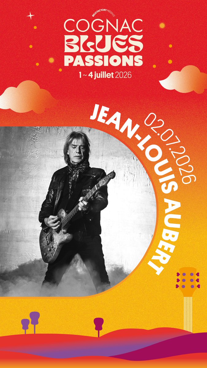 🔥Premier artiste dévoilé pour l'édition 2020Jean-Louis Aubert sera sur la scène du  Cognac Blues Passions cet été ! 🔥
Info &amp; réservations : BluesPassions.com 
À très vite 🎶🧡