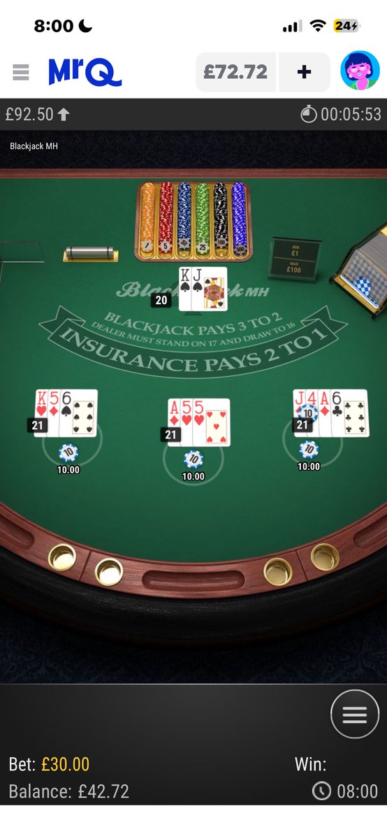 JustConnar's tweet image. The most rigged blackjack shit ever