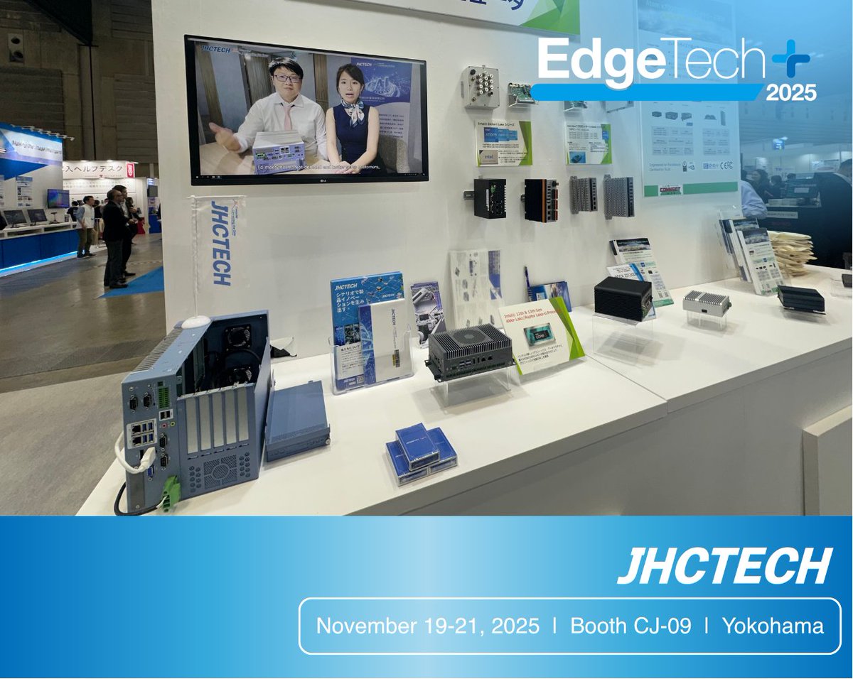 JHC_Technology's tweet image. 📍Yokohama, Japan | 🗓️November 19-21, 2025
The Edge Tech+ 2025 is in full swing! 🔥

JHCTECH successfully showcased its products at booth CJ-09 🙋‍♀️🙋‍♂️

Welcome to visit and chat with us!

#IPC #edgeai #edgecomputer #AI #Intel