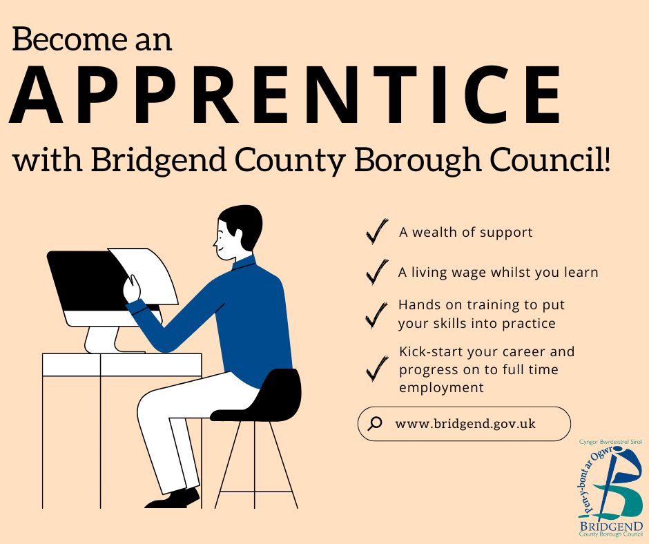 BridgendCBC's tweet image. Want to earn while you work towards a qualification?

Why not consider becoming an #apprentice ?

Apprenticeships can be a great way to kick-start your career and progress on to full time employment.

bridgend.gov.uk/council/jobs/a…