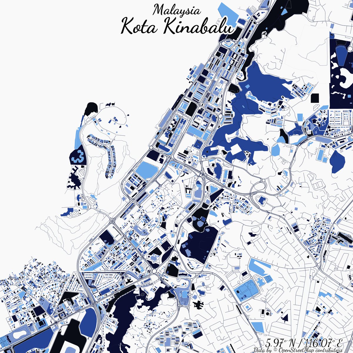 rcityviews's tweet image. Image of Kota Kinabalu, Malaysia created in #rstats using data from #OpenStreetMap.