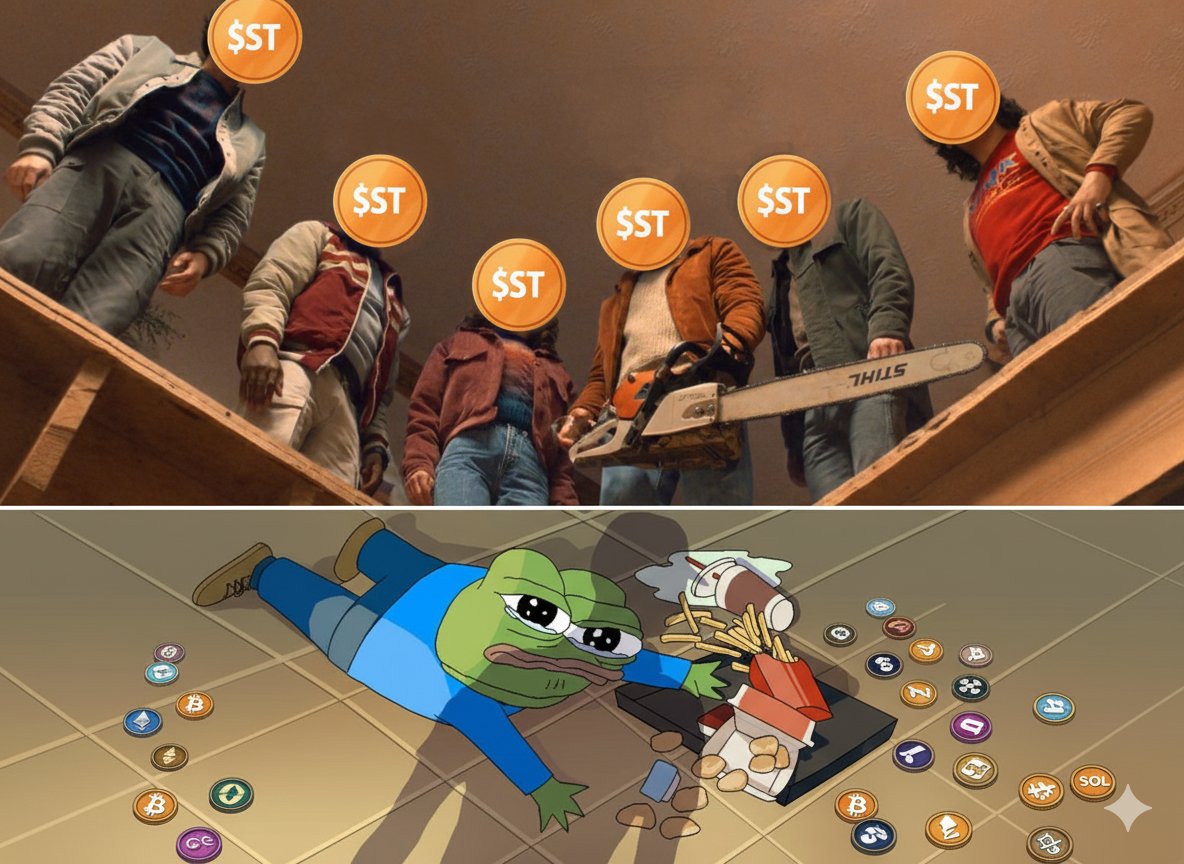 archi_cript's tweet image. GM, friends, the red market is a fact 💔

But should we be afraid of red tones? 🩸

No. The graphics will change course, the fog will dissipate and the $ST token will become a beacon that everyone will follow. 

Stranger DeFi, 25.11.2025. We are waiting 🕓