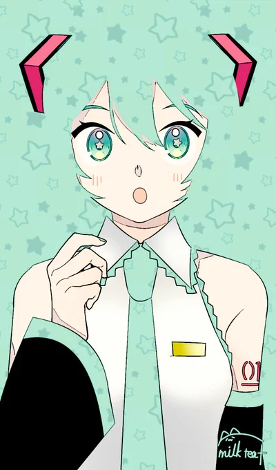 髪と背景が同化してるの流行ってますよね! ラクガキ #初音ミク