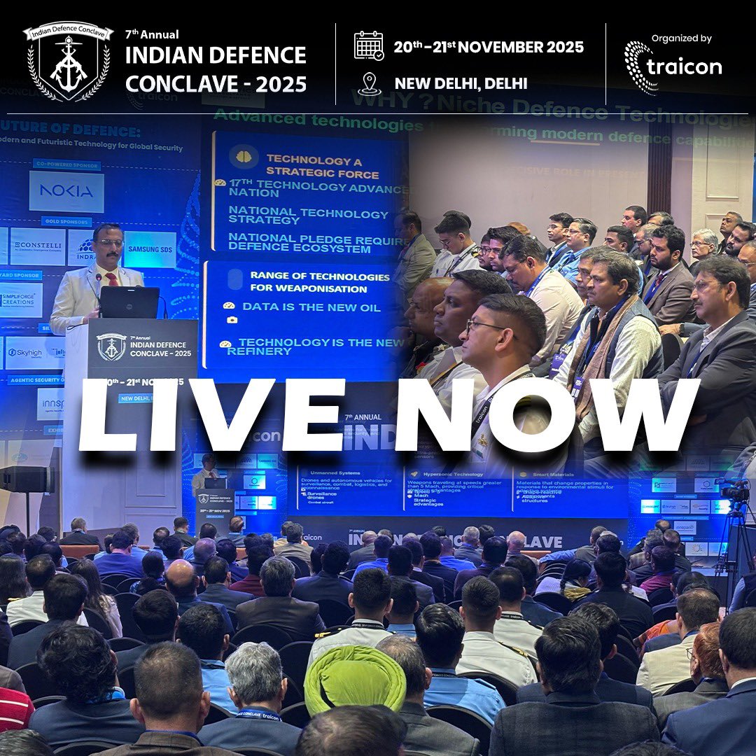 Its all happening!
We’re live at the Indian Defence Conclave.

📅 20th–21st November 2025
📍 New Delhi, India
📩 pr@traiconevents.com
🌐 idc.traiconevents.com

#traicon #traiconevents #IDCIndia #IndianDefenceConclave #DefenceTechnology #Innovation #Aerospace
