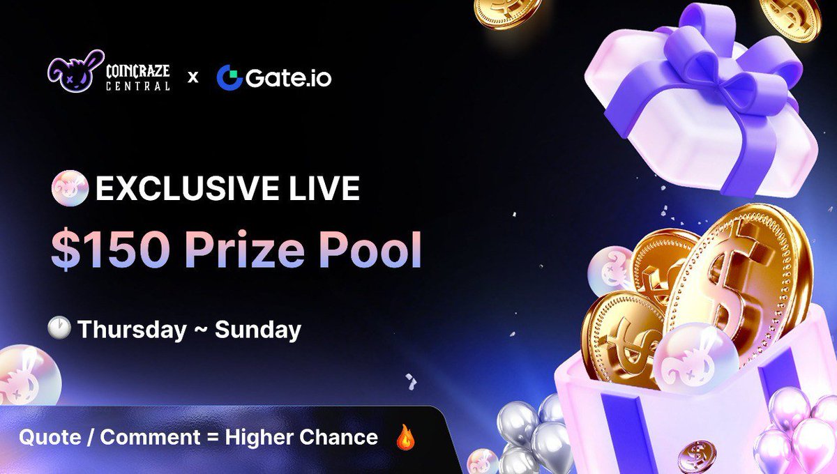 CoinCrazeCen's tweet photo. The CoinCraze × Gate Airdrop event #22 is now LIVE!

💰 $150 USDT will be shared among 15 winners

How to participate:
- Follow @CoinCrazeCen & @CoinCrazeKR 
- Like + RT + Comment
- Quote to increase your odds
- Comment on Gate for an extra boost

📅 Thursday ~ Sunday (KST)
🏆 Winner reveal next Monday

Don’t forget — CoinCraze runs weekly airdrops every Thursday! Stay alert 🔔