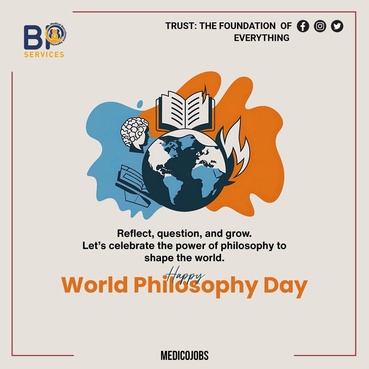 vinay_vt's tweet image. On this World Philosophy Day, let’s embrace curiosity, reflection, and wisdom to shape a better future.
#WorldPhilosophyDay #ThinkDeep #MedicoJobs #BPServices&quot;