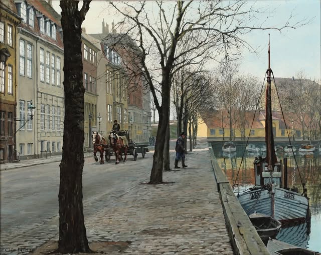 Ole Ring (Danish painter) 1902 - 1972
A view of Overgaden oven Vandet and Christianshavns Kanal in Copenhagen, s.d.