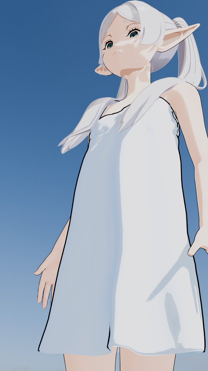 forsavide's tweet image. Using @Dreamubun&apos;s Frieren model to help give some possible reference to this trend at various lighting angles.