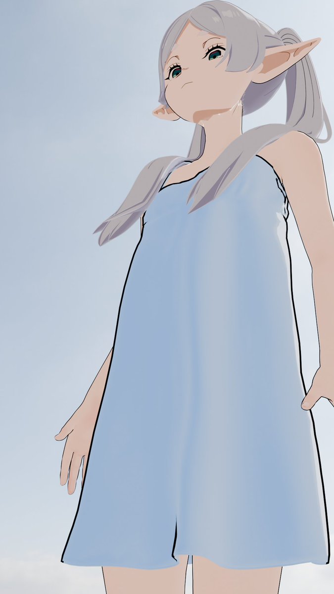 forsavide's tweet image. Using @Dreamubun&apos;s Frieren model to help give some possible reference to this trend at various lighting angles.